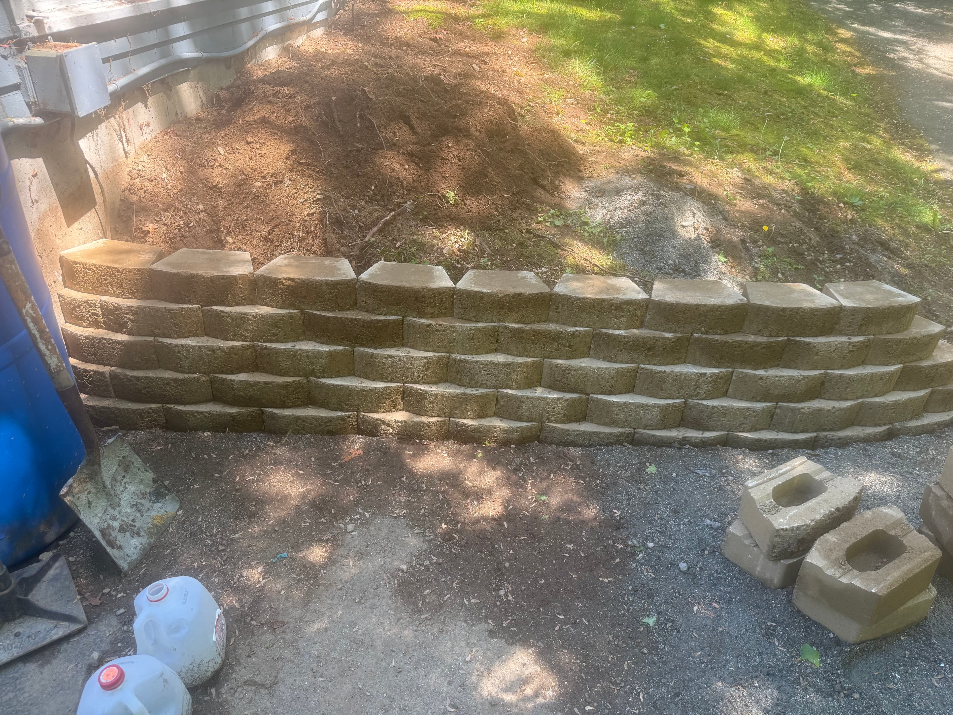 Project Retaining Wall Build in Progress - Stacked Block and Built to Last image