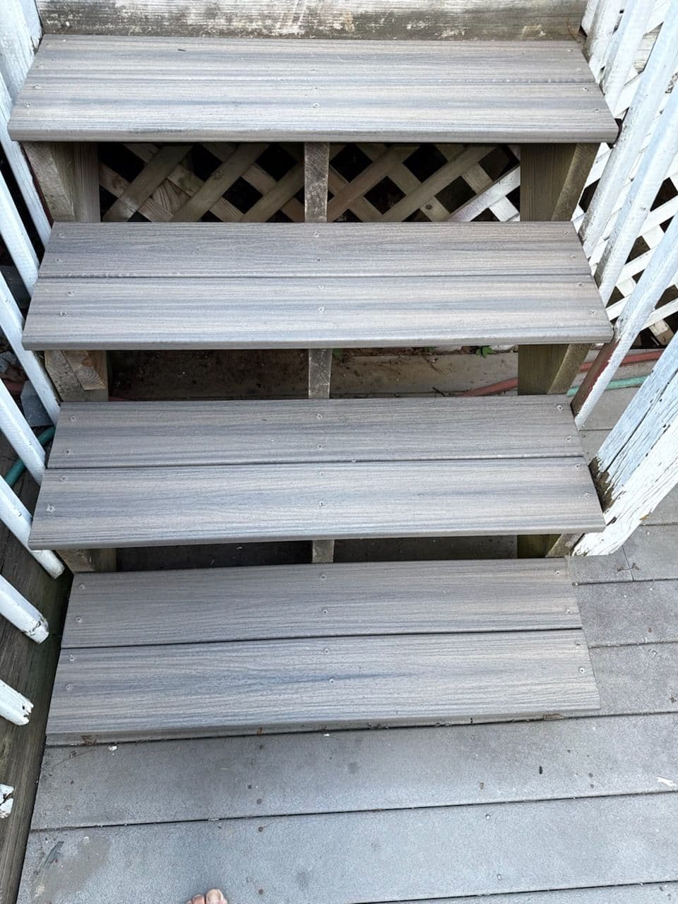 Rustic Gray Trex Stairs Install by B's & D's image