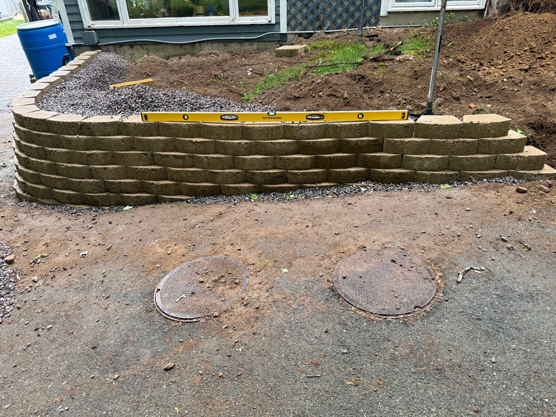 Retaining Wall Build Coming Together Block by Block image